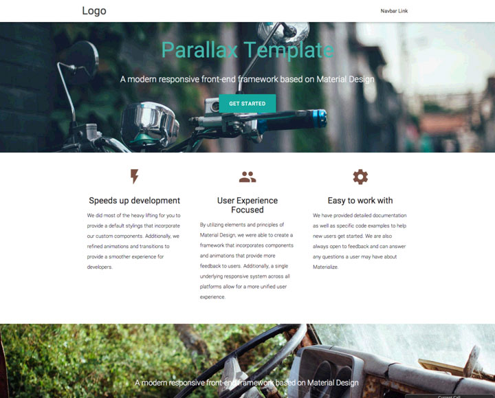 parallax-template material ui Rails 